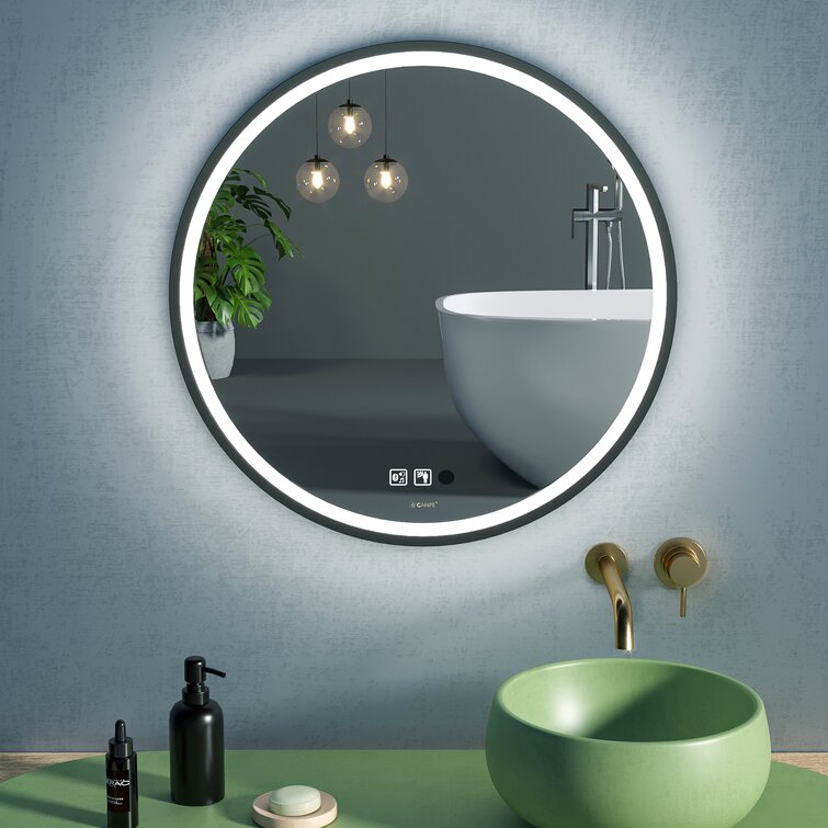 Modern Round LED Illuminated Bathroom 500mm Mirror IP44 Rated Mains Wired 