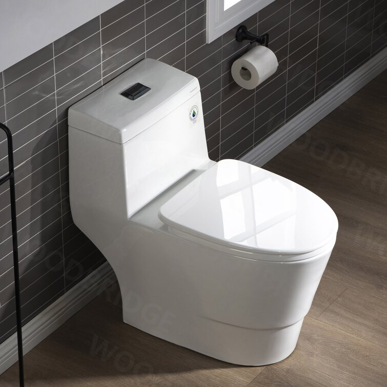 Details about   Modern One Piece Toilet With Dual Flush System And Soft Closing Seat Elongated 