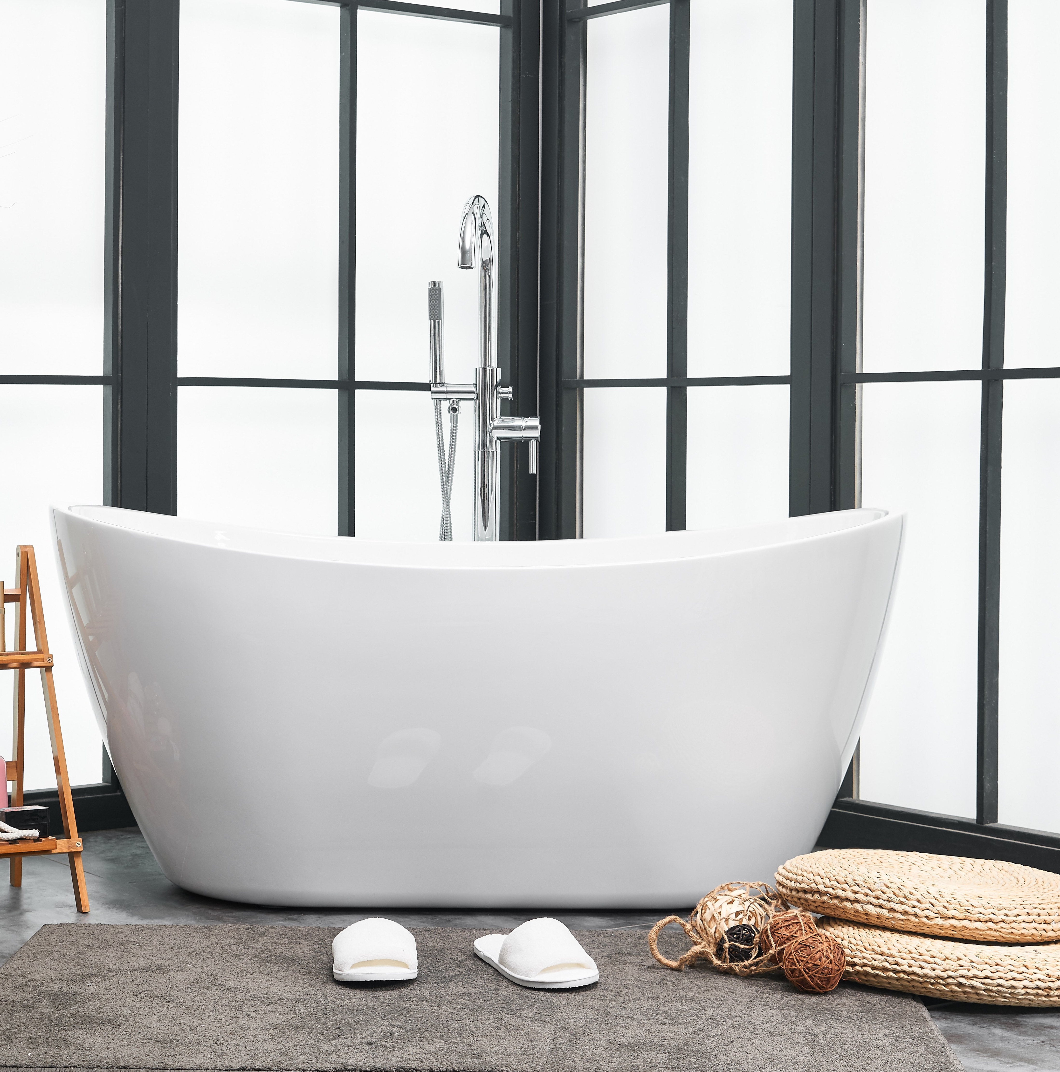Ivy Bronx Ardis 54'' x 29'' Freestanding Soaking Acrylic Bathtub