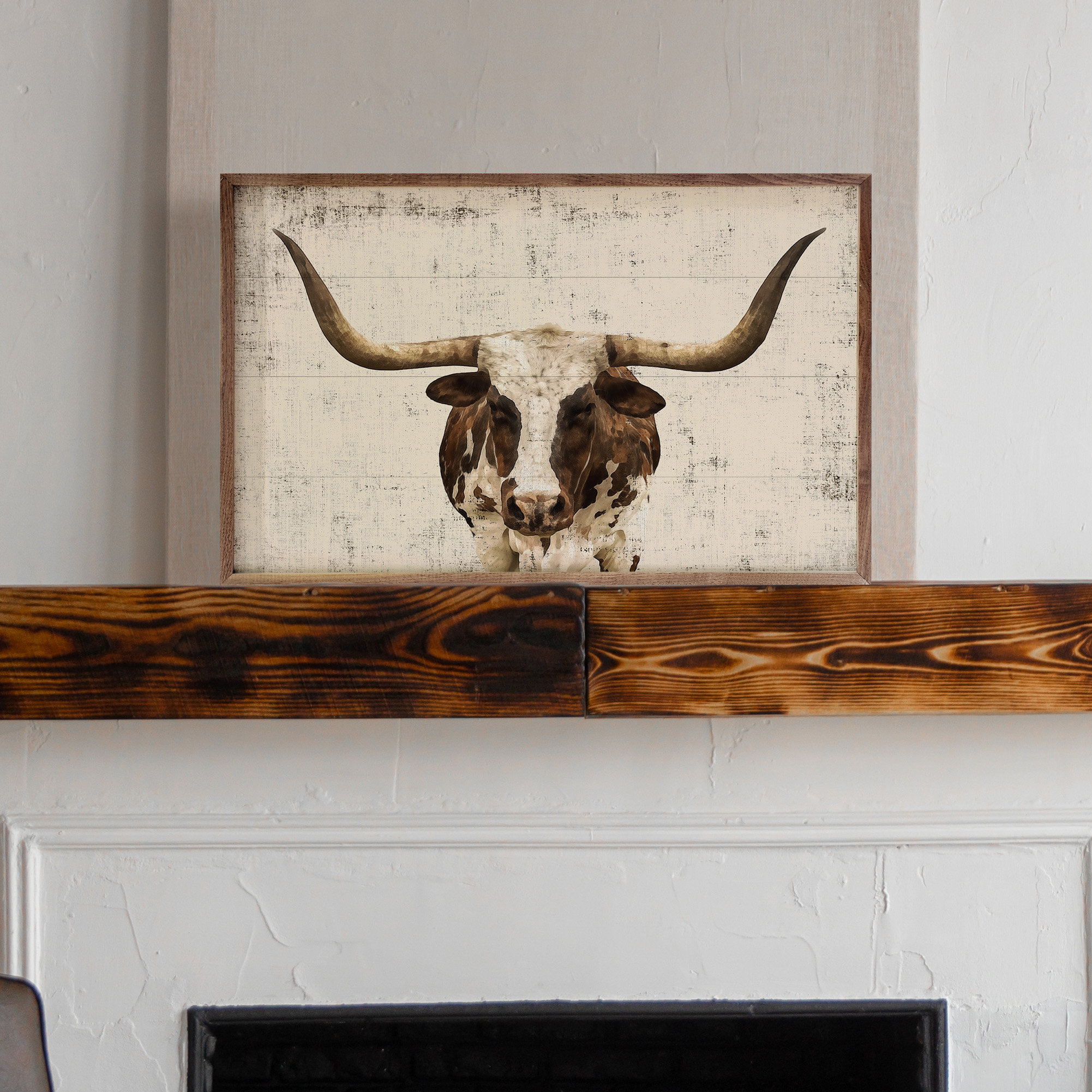 Union Rustic Longhorn Picture Frame Graphic Art on Wood Wayfair
