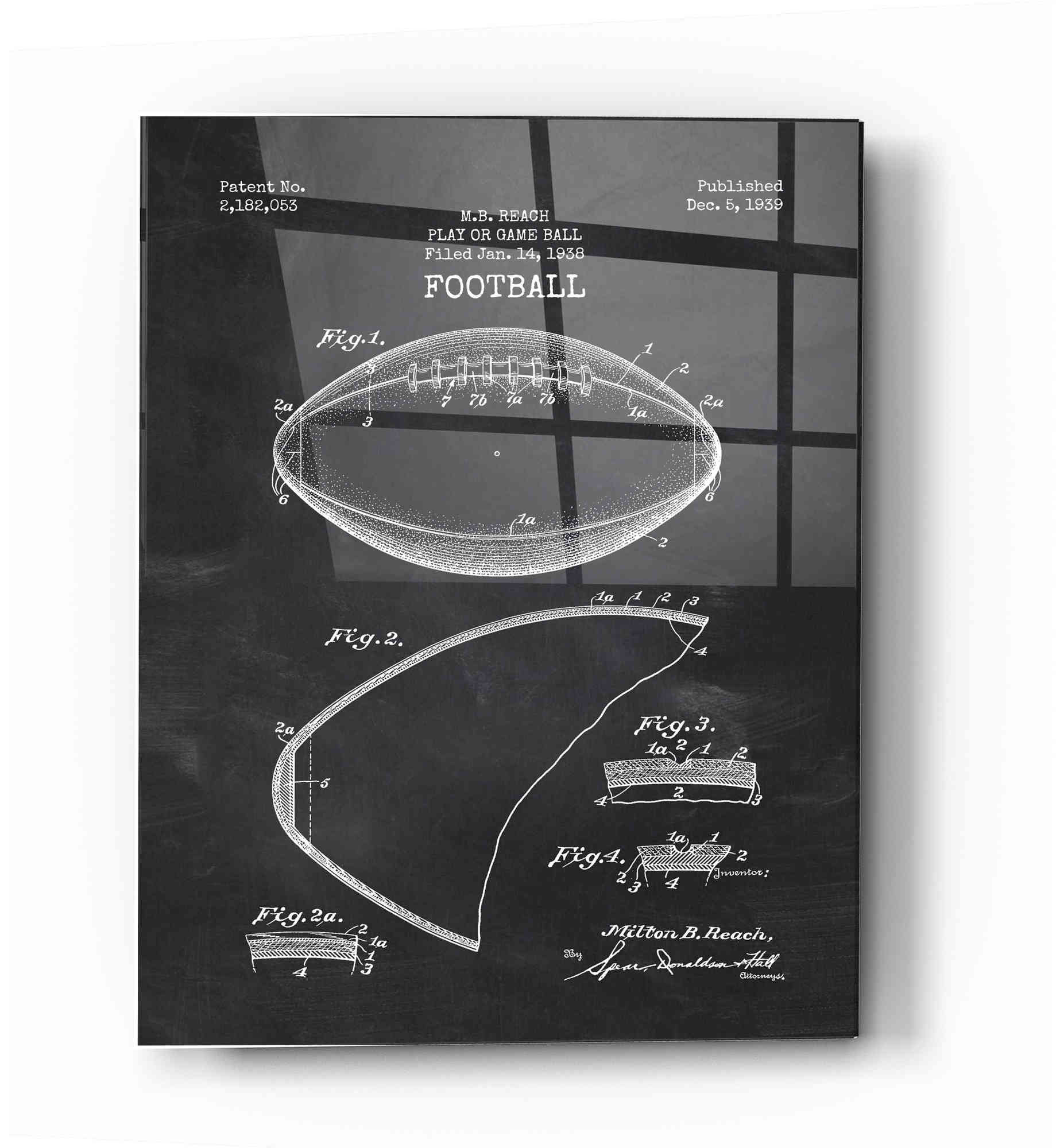 17 Stories Football Blueprint Patent Chalkboard Graphic Art on Wayfair