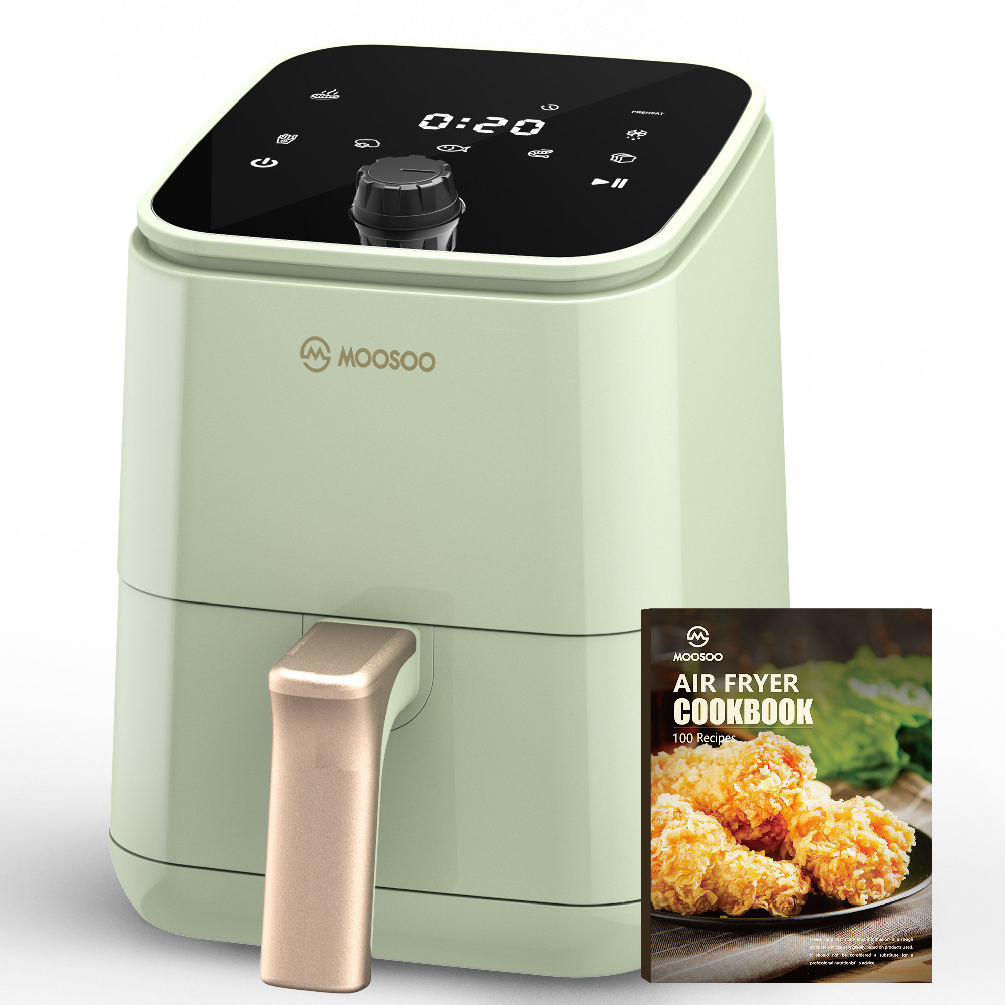MOOSOO 8 In 1 Mini Air Fryer 2qt With Touchscreen, Temp/timer Control