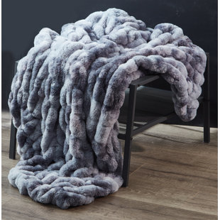 dark blue fur throw
