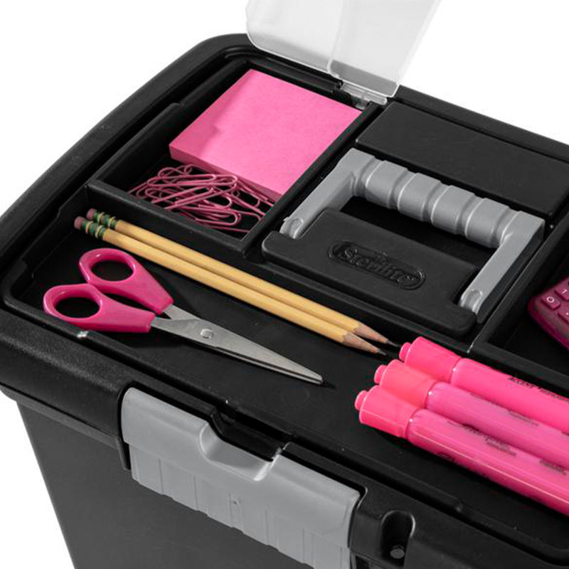 Sterilite Portable Lockable File Box with Extra Compartment & Handle ...