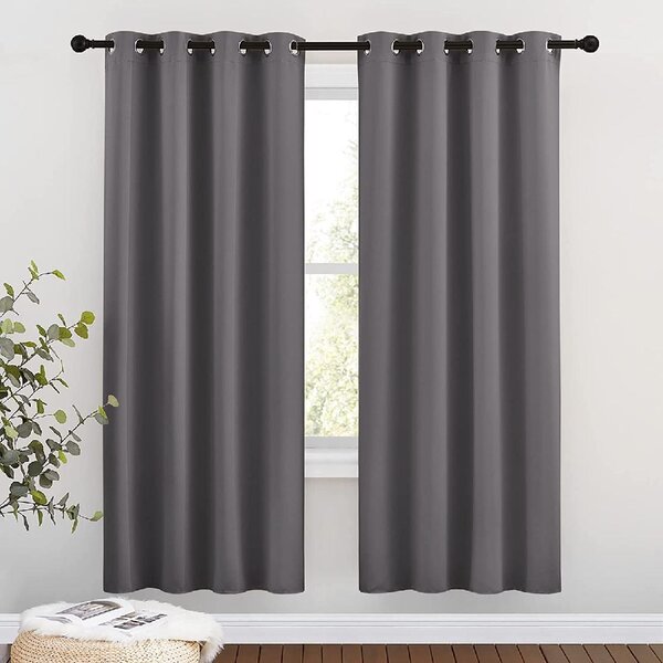 1PC SOLID TIE UP PANEL CURTAIN BLACK OUT THERMAL INSULATED ROD POCKET 46" X 63" 