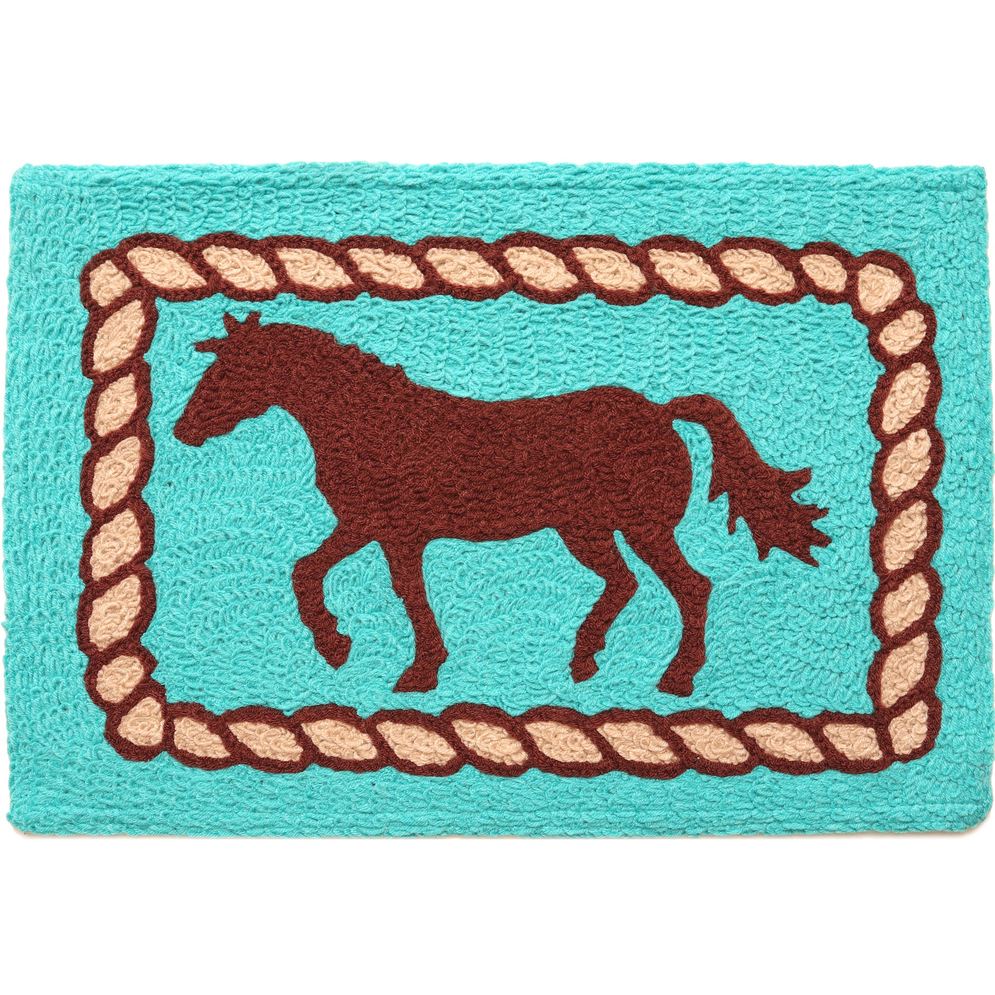 Union Rustic Jellybean Mustang On Turquoise 20"X30" Washable Accent Rug