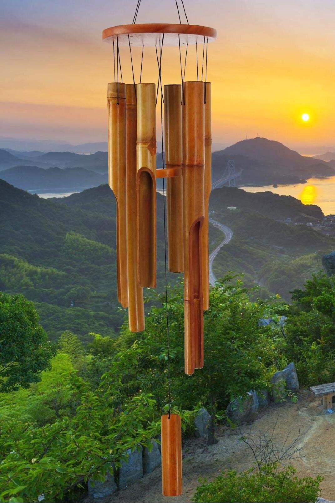 Bamboo Wind Chime Premium Wooden Indoor or Outdoor Wind Chime for Home Garden Porch Yard or Balcony Decor Patio 