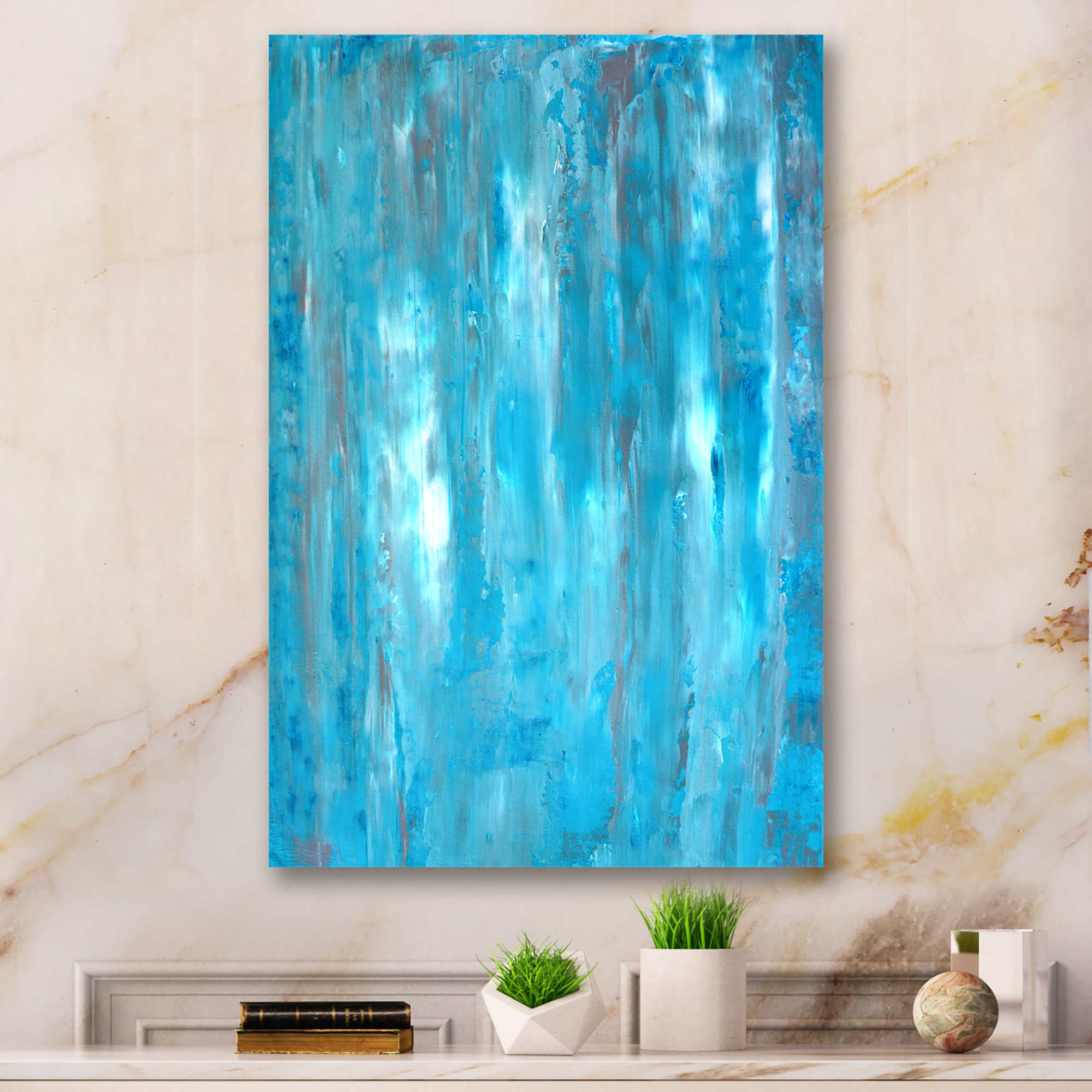 Wrought Studio Gray Meets Teal Abstract Art On Canvas Painting Wayfair