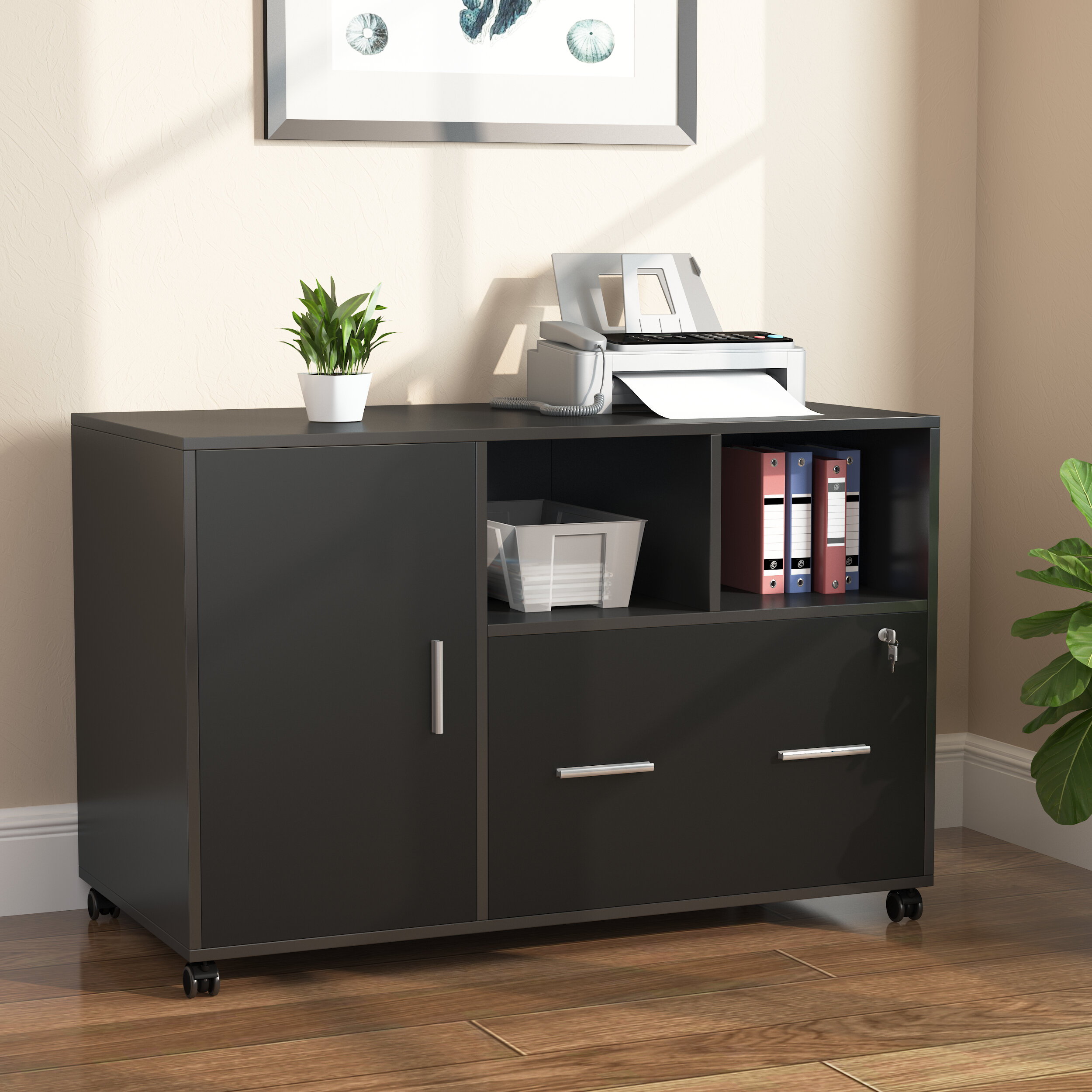 Lockable File Cabinet Lateral Filing Cabinet w/ 2 Drawers Stroage Cabinet Office 