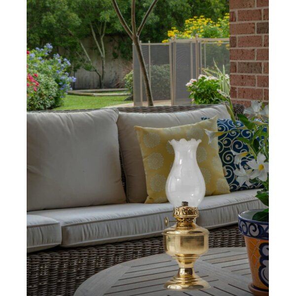 15" Hurricane Oil Lantern Shiny Gold Brass Vintage Style Lamp Home Decorative 