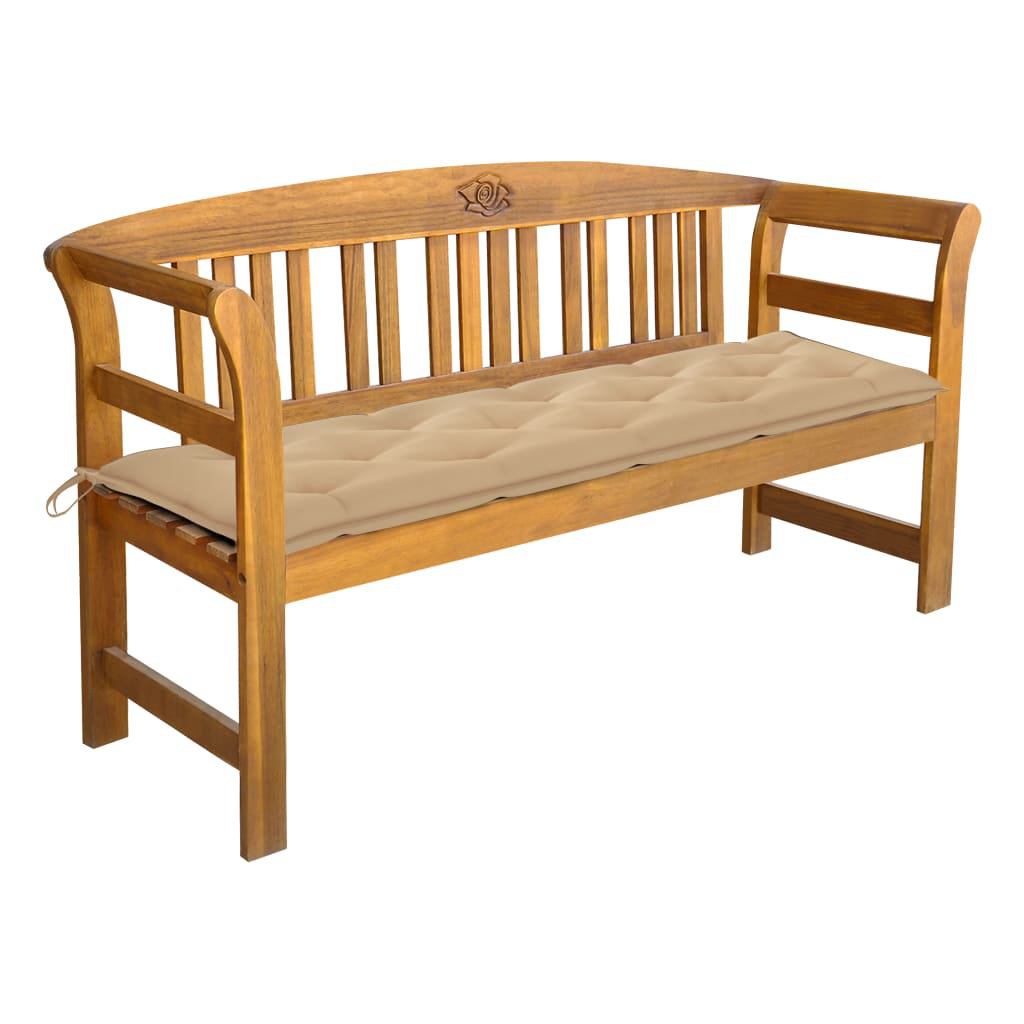 Loon Peak® Outdoor Patio Bench Garden Park Bench with Cushion Solid