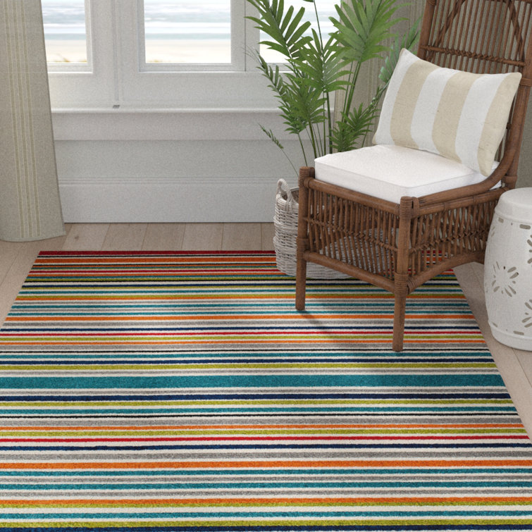 Iredell Power Loom Turquoise/Gray/Orange/Red/Green/Blue/White  Indoor/Outdoor Rug