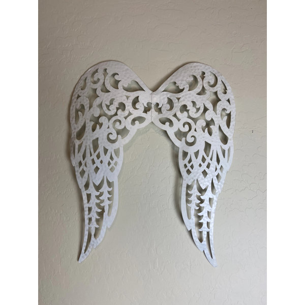 Hand Made Carved Wooden Heart Angel Fairy Shape Wings Sculpture Wall Art Mobile 