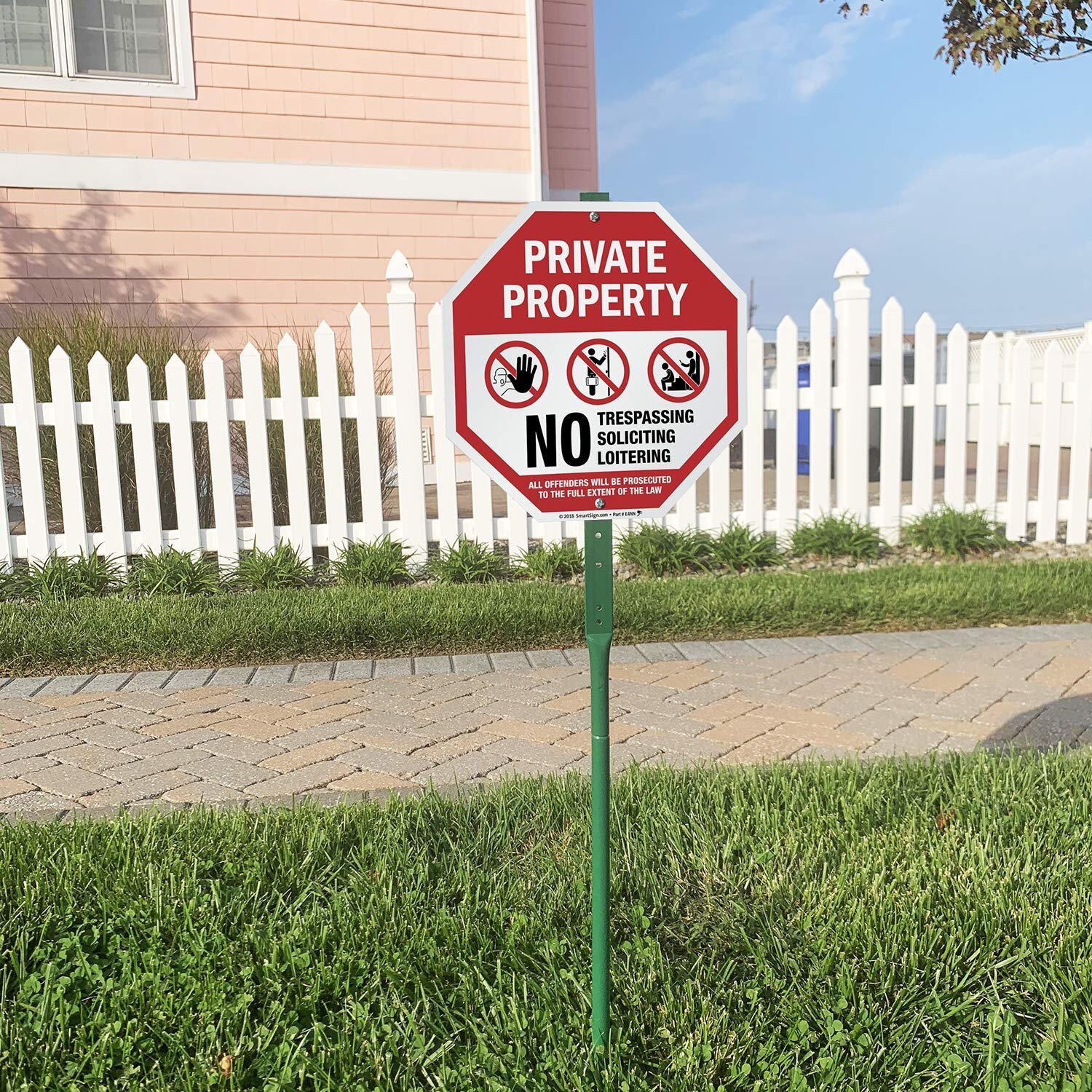 SmartSign "Warning No Soliciting" LawnBos... No Trespassing Private Property 