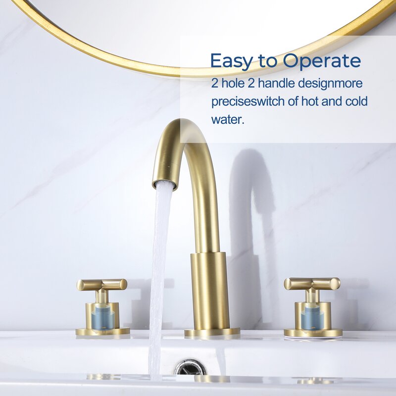 RBROHANT Widespread Faucet 2-handle Bathroom Faucet & Reviews | Wayfair