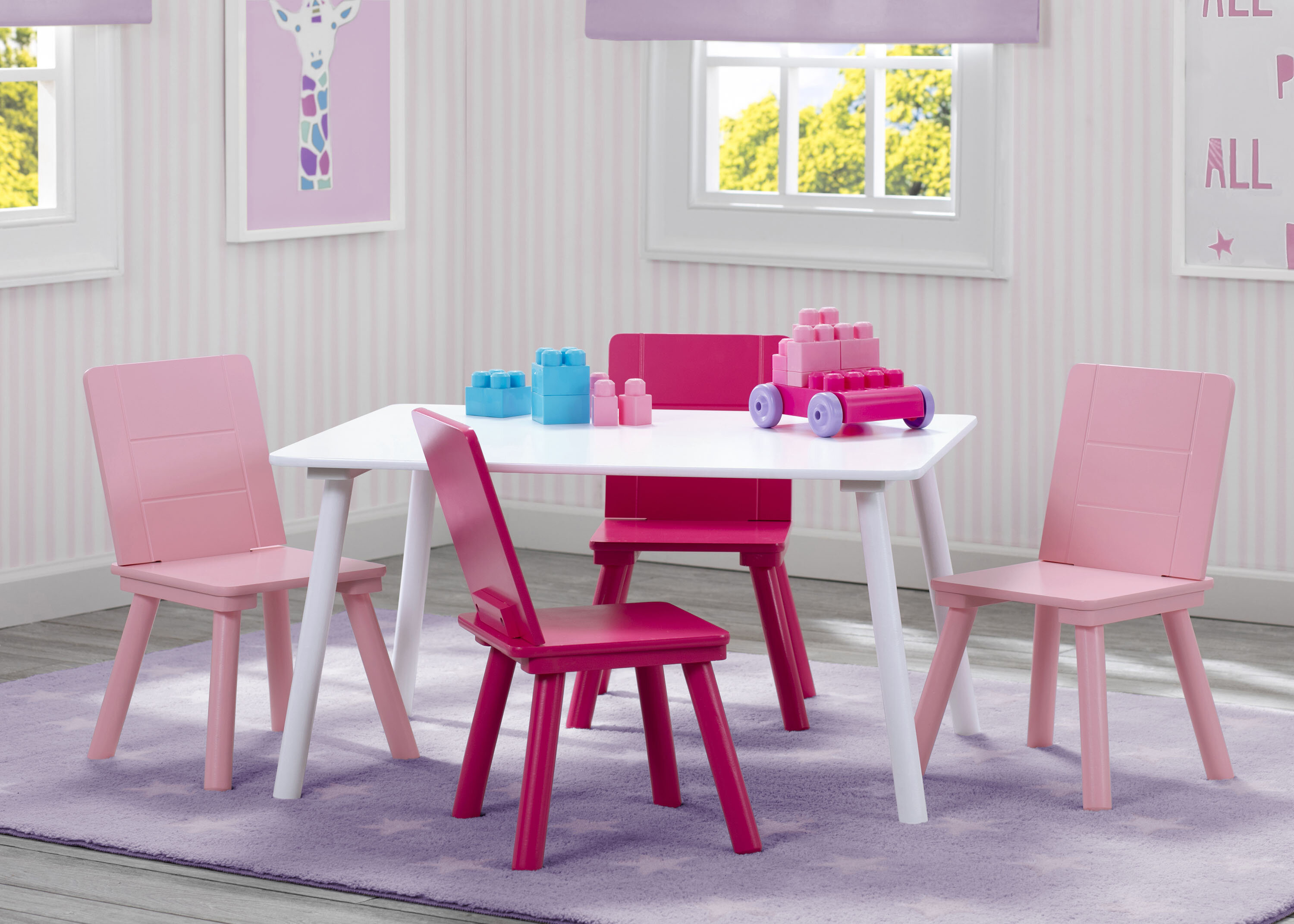 Strong Kids children Table and Chairs set for Indoor and Outdoor Pink Blue Red 