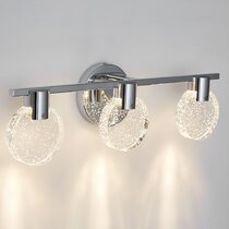 WIHTU 3-Light Crystal Wa LED Bathroom Vanity Light Fixtures Chrome Wall Mounted 