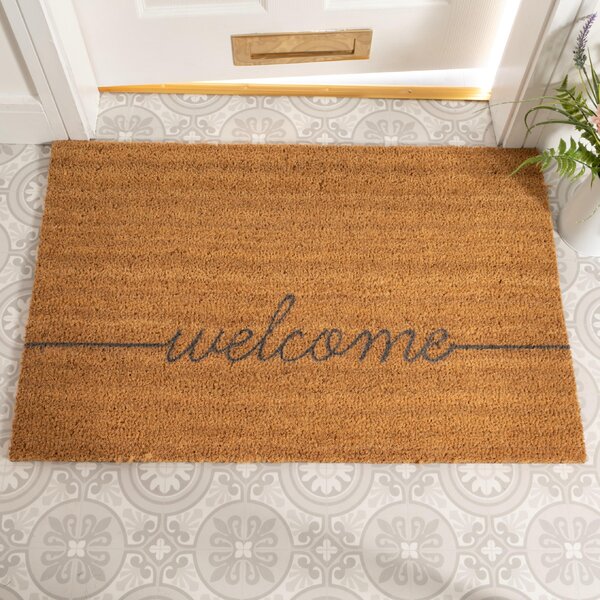 Home Entrance Non-Slip Outdoor Indoor Love Life Typography Latex Back Door Mat 