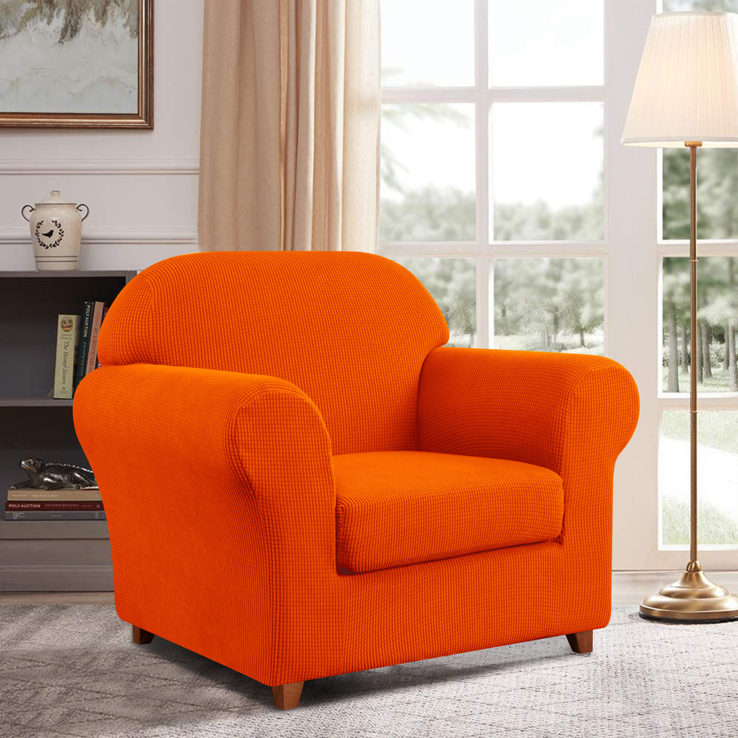 Marlow Home Co. 2Piece Textured Grid Soft Stretchy Box Cushion