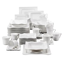 49 Pièces Service De Table Vaisselle En Porcelaine Blanc pour 12 Personnes 