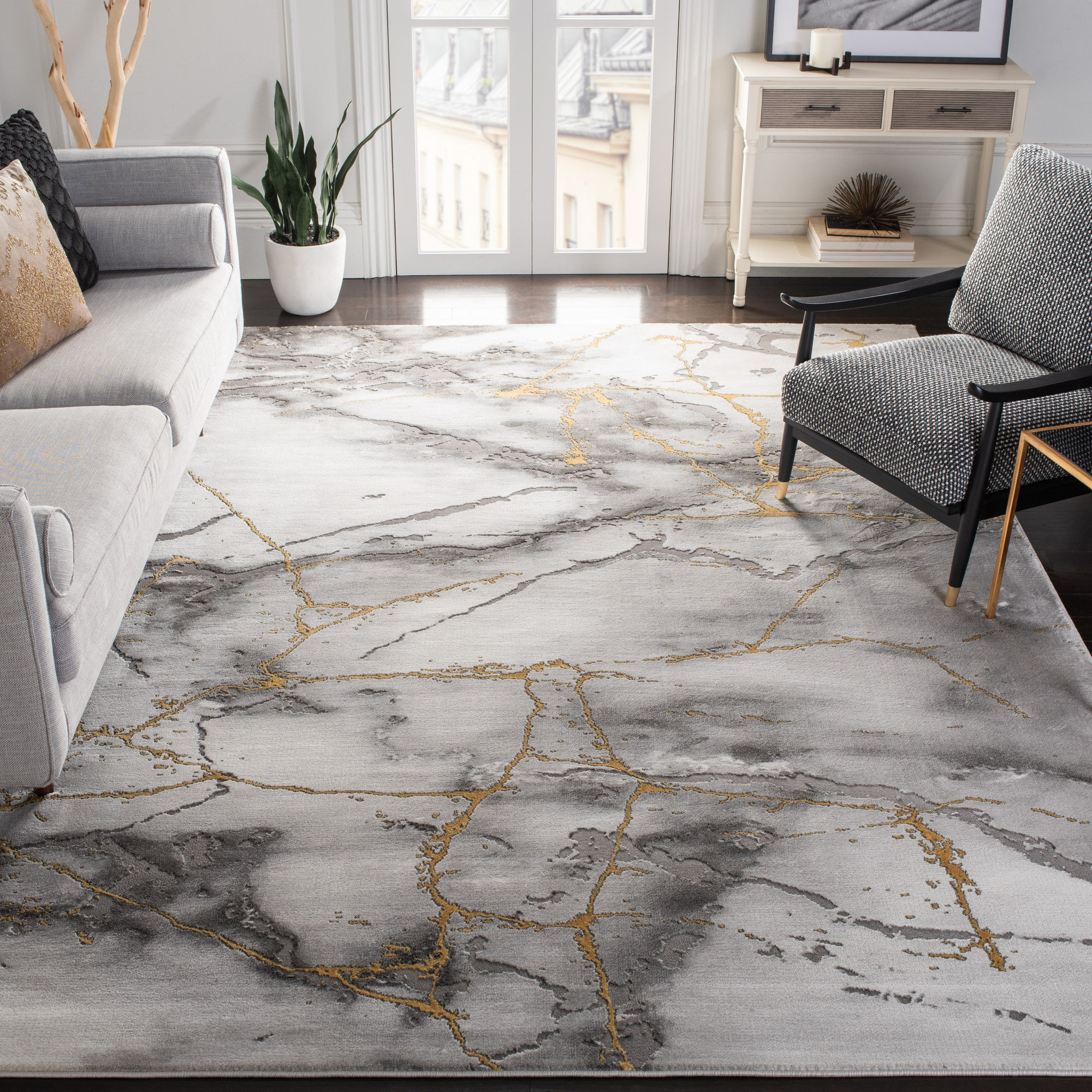 Wade Logan® Swindle Abstract Gray/Gold Area Rug & Reviews Wayfair
