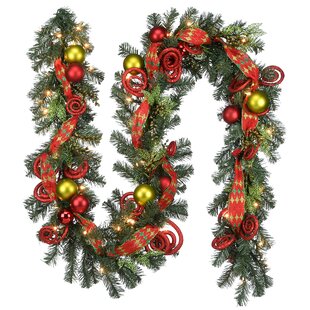 9 FT RED & GREEN VERY FULL TINSEL GARLAND CHRISTMAS VALENTINES DAY DECORATION 