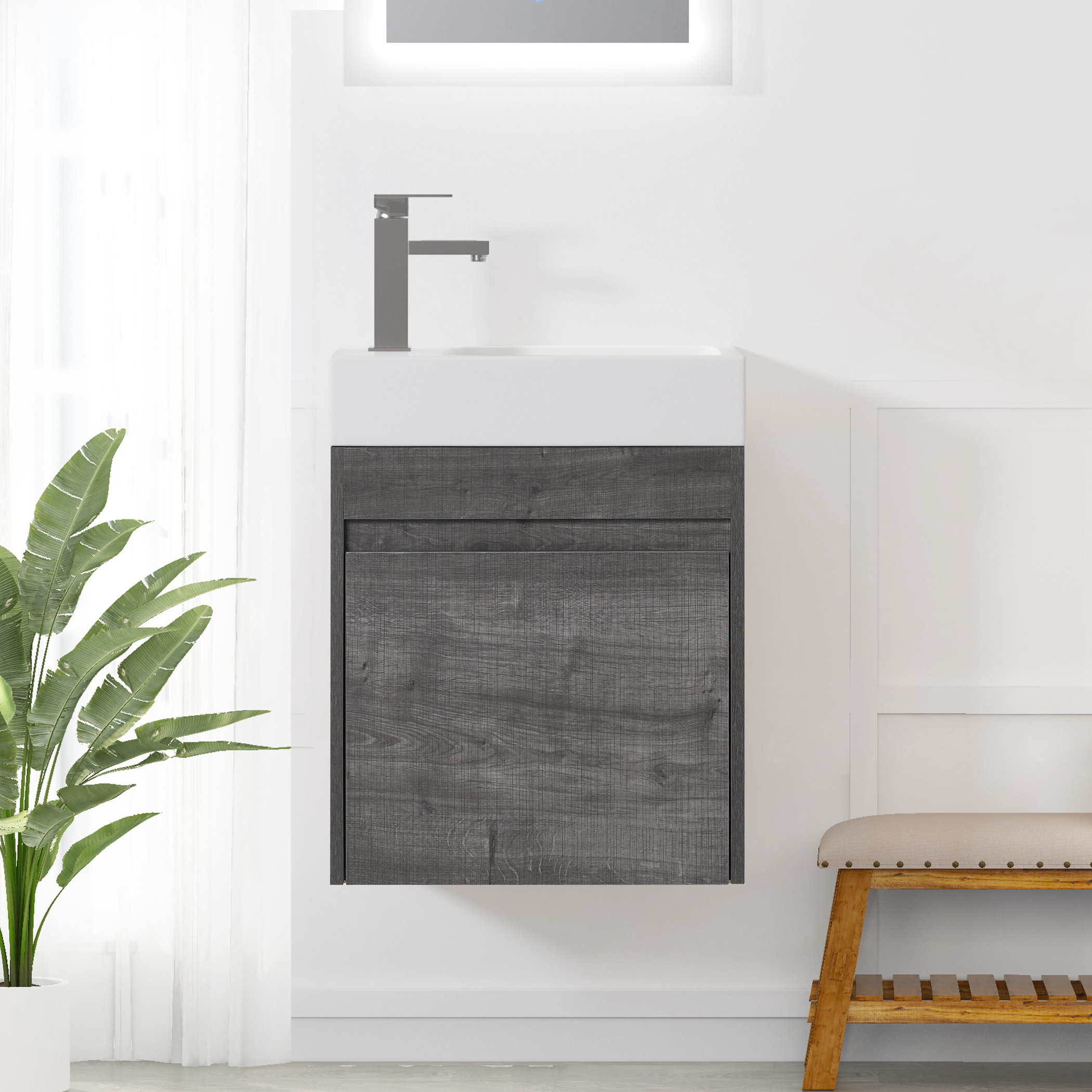 syan Single Sink Bathroom For Small Bathrooms, Soft Close Door