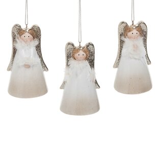 Glass Angel with Star#12/Medium/Clear with Tan and Gold Decoration 