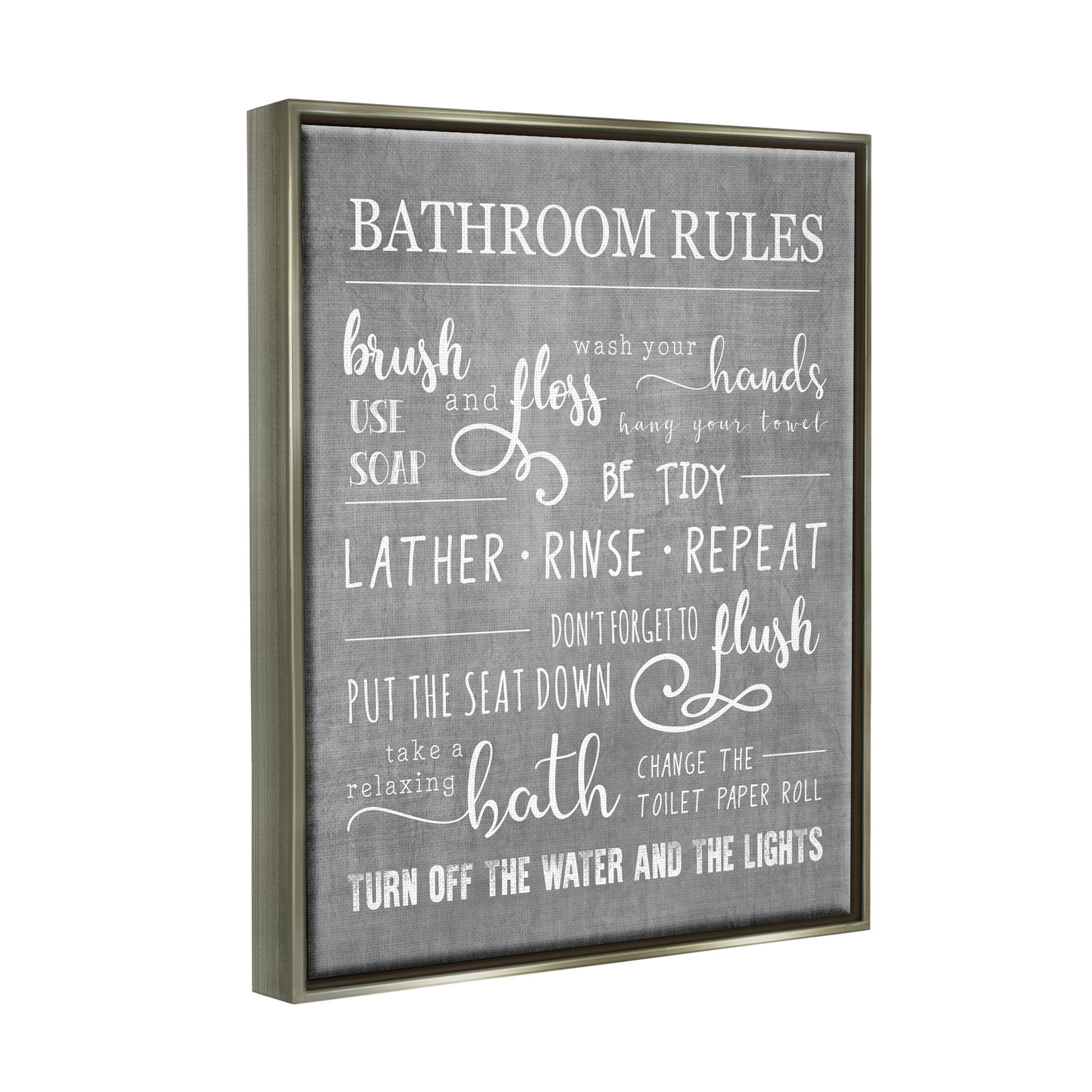Stupell Industries Bathroom Rules List Sign Framed On Canvas by Conrad