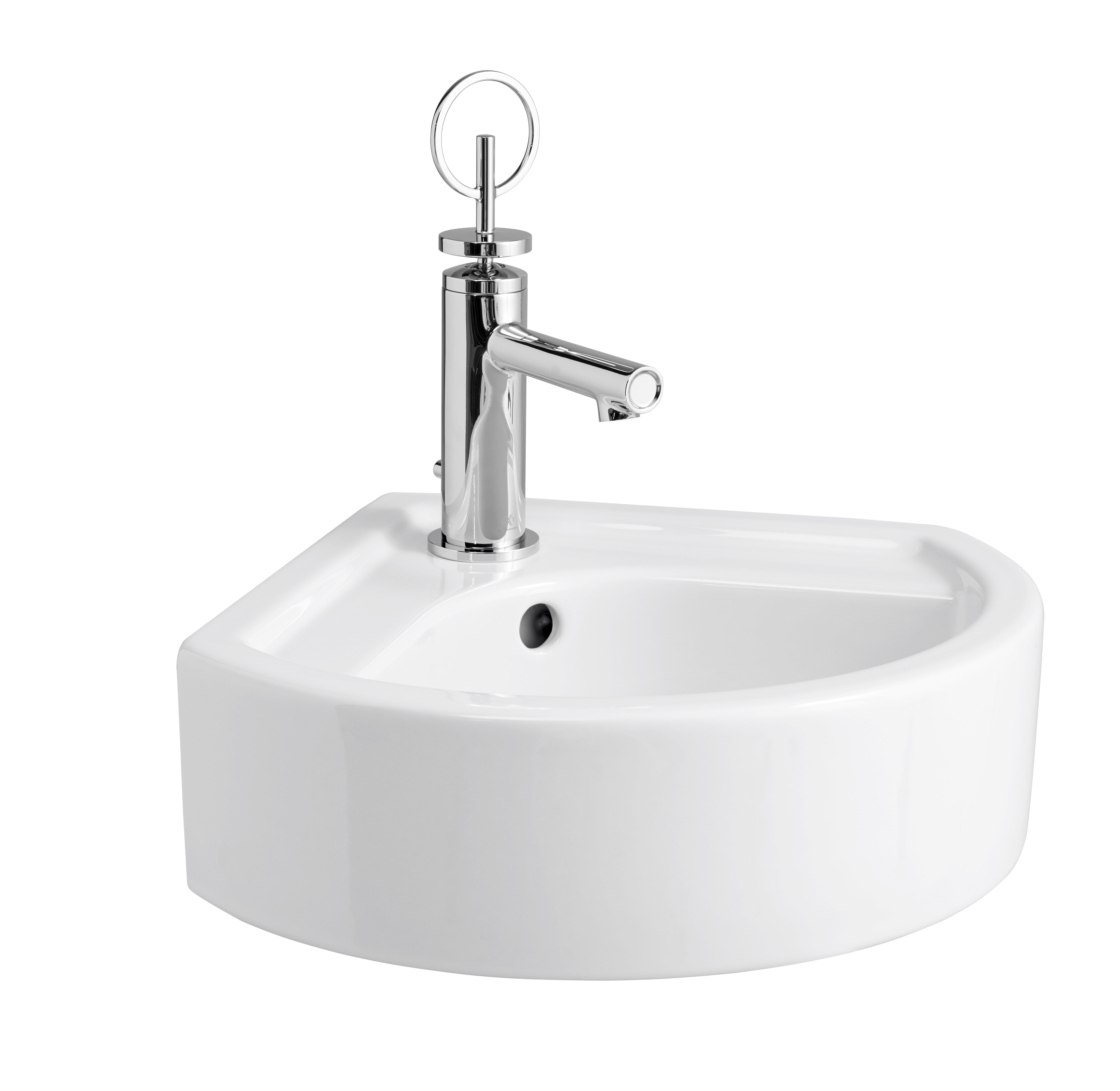 DXV Cossu White Fireclay Corner Wall Mount Sink Corner Bathroom Sink