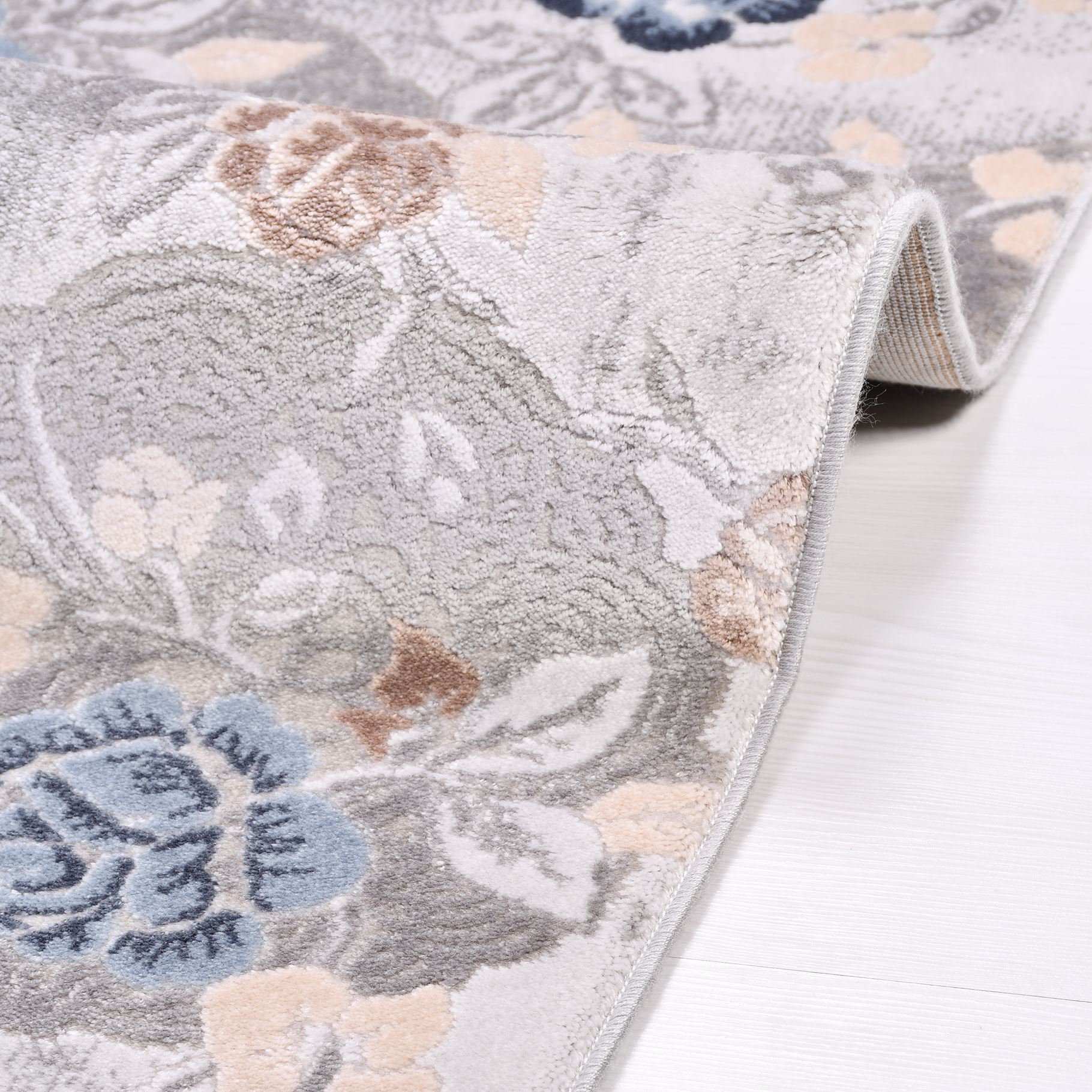 Winston Porter Bespoky Isabelle Grey Floral Cotton Area Rug Wayfair