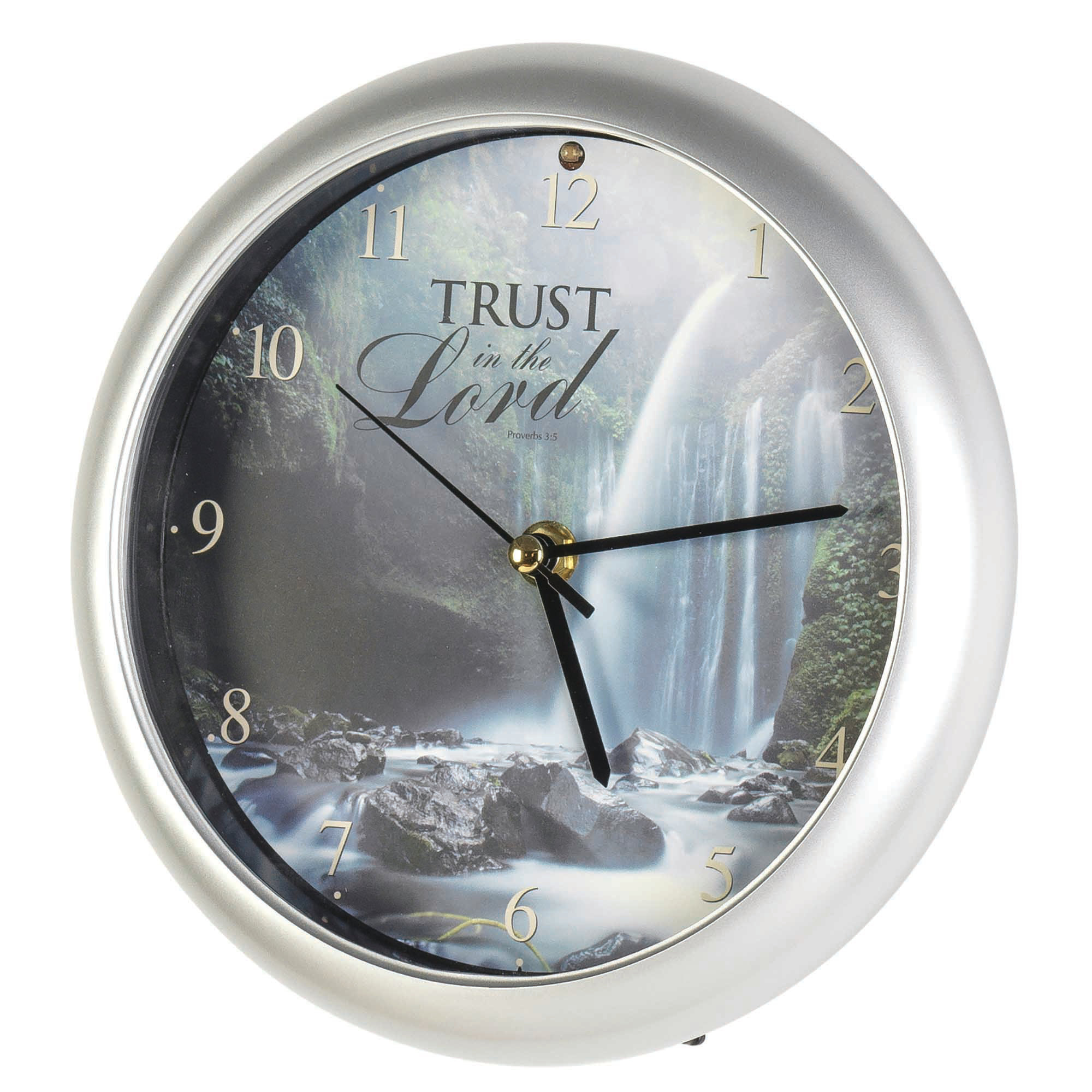 DicksonsInc Analog Acrylic Electric Tabletop Clock in Silver/Gray/Green