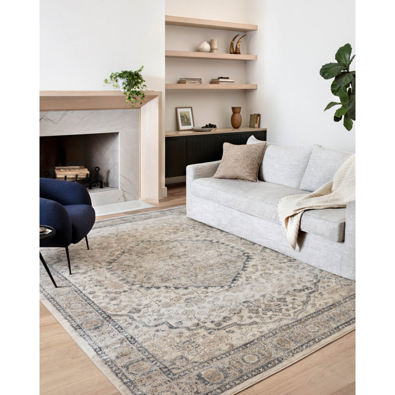 Charlton Home® Sagefield Performance Natural/Gray Rug & Reviews | Wayfair