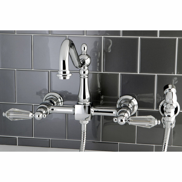 Wilshire Wall Mount Double Handle Kitchen Faucet with Side Spray