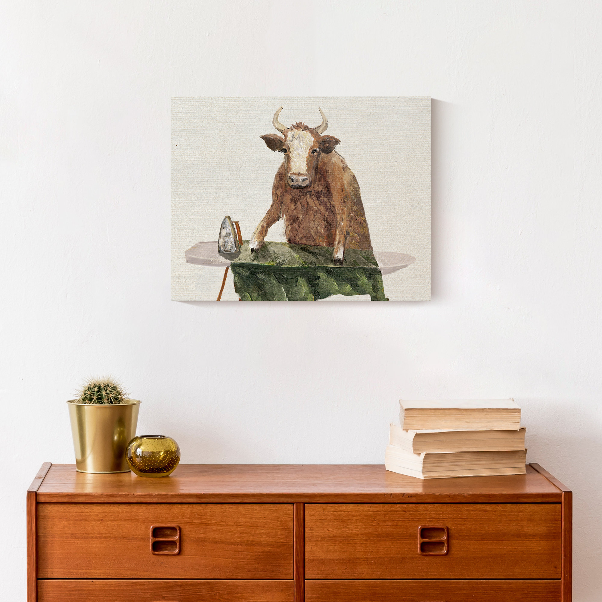 Trinx Ironing Cow On Canvas Painting Wayfair