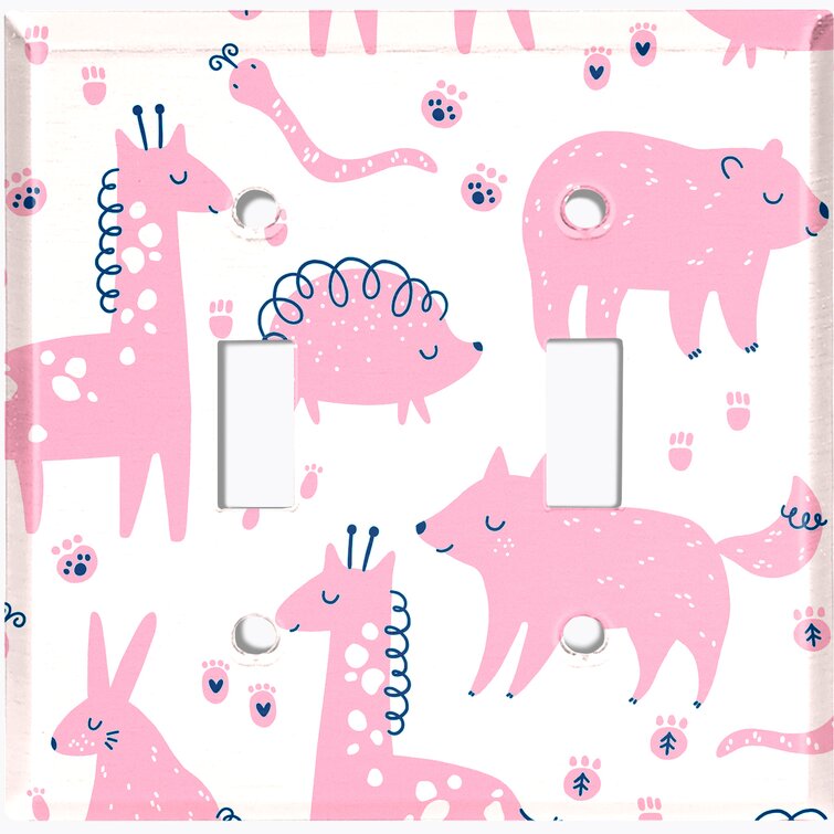 WorldAcc Metal Light Switch Plate Outlet Cover (Zoo Animals Pink Paws  White- Single Toggle) - Wayfair Canada