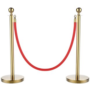 Barrier Rope Crowd Control Stanchion 60" Black Velvet Rope with Silver Hardware 
