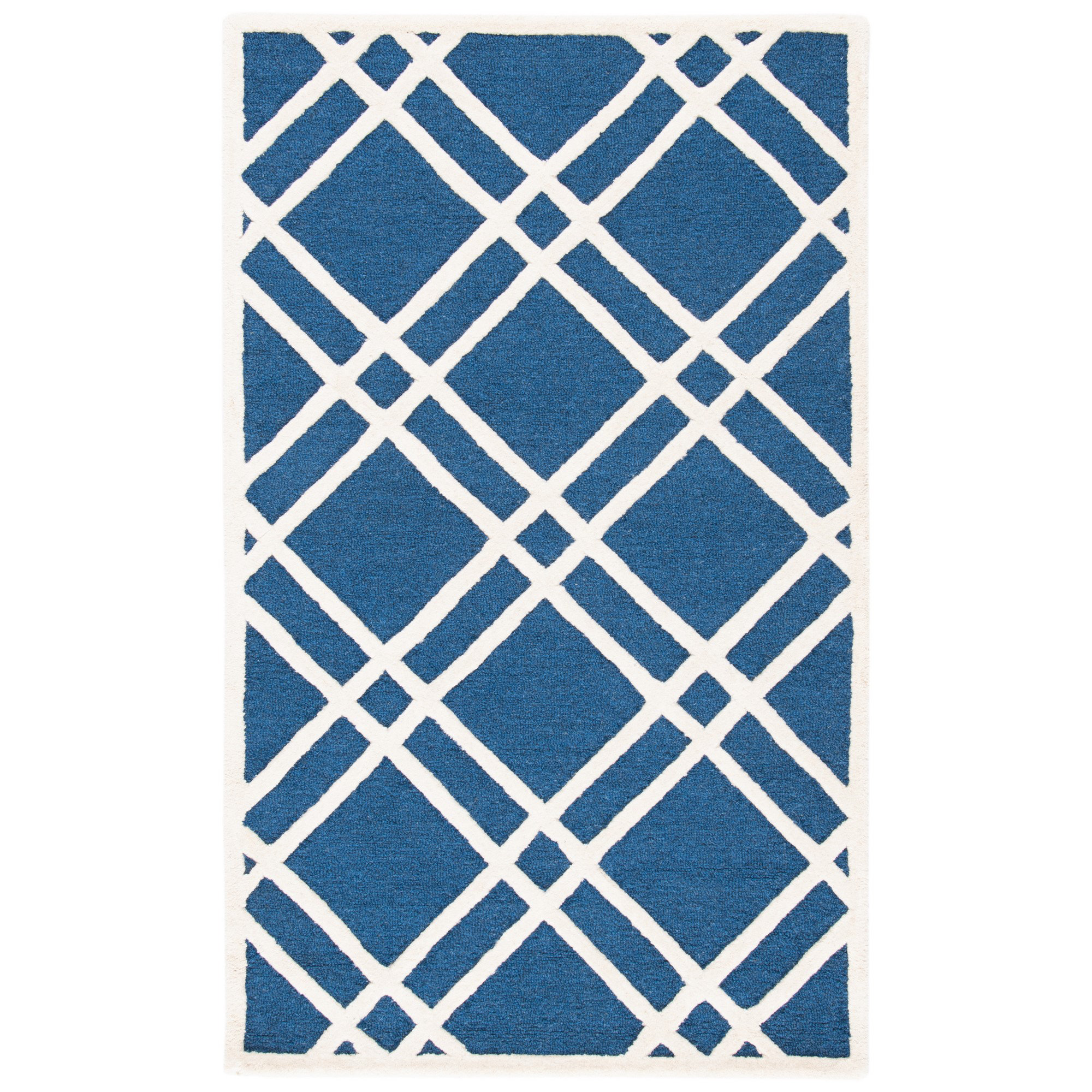 Ebern Designs Sanyla Handmade Wool Navy Blue Rug & Reviews Wayfair