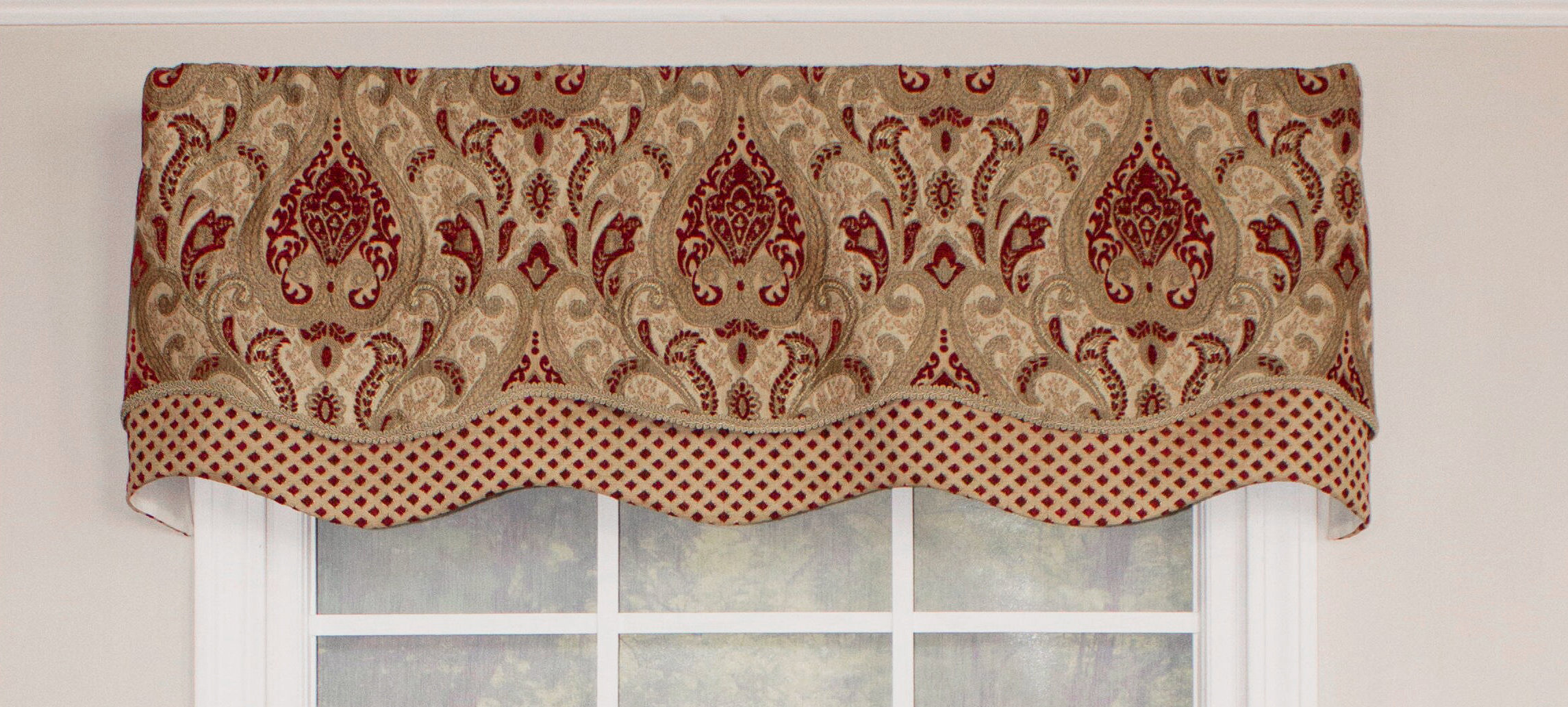 RLF Home Paisley Damask Scalloped 51'' Window Valance & Reviews Wayfair