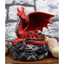 Home Decor Metallic Purple Fantasy Double Headed Ferocious Dragons Figurine 6.25 L