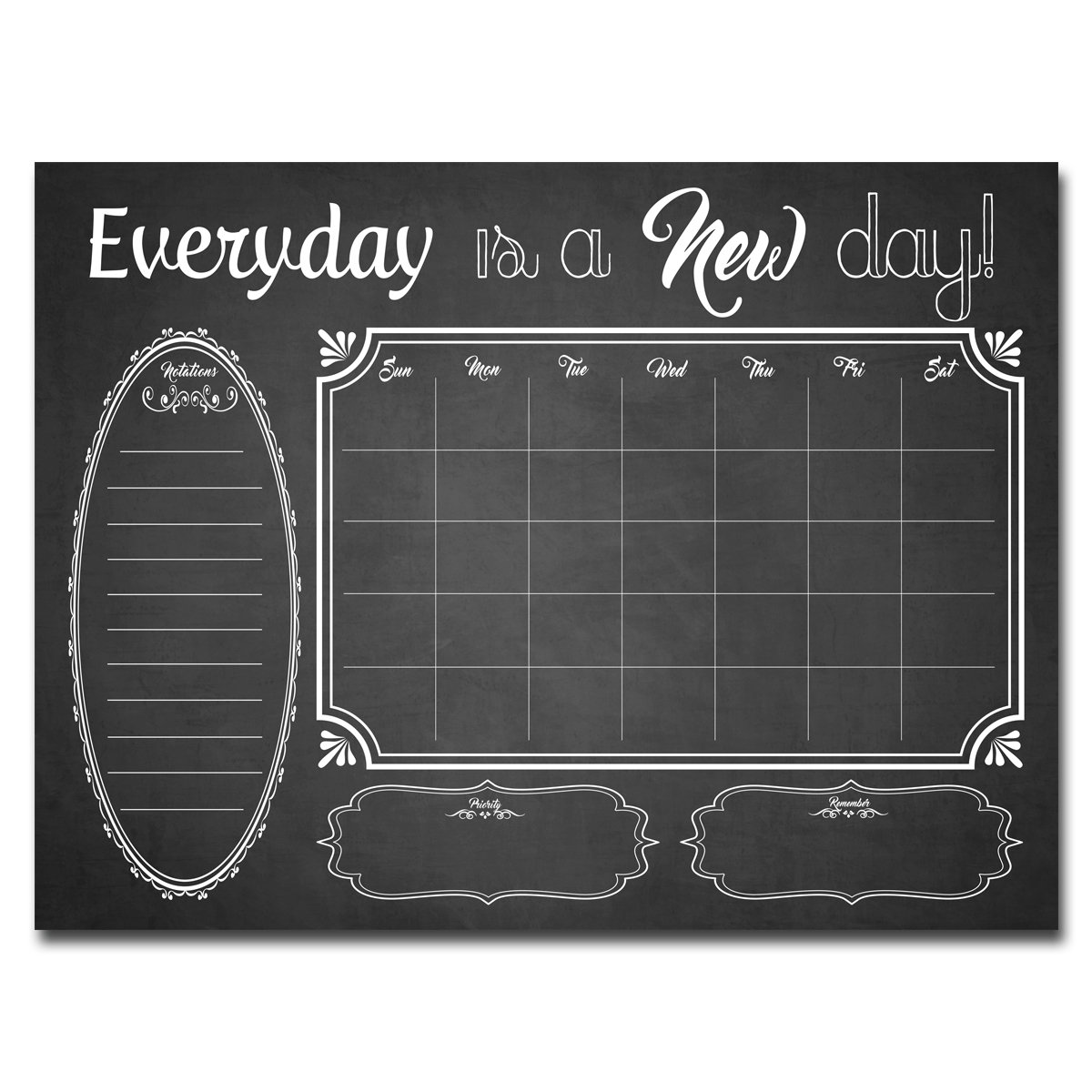 Latitude Run® Black/White Monthly Calendar Memo Dry Erase Board