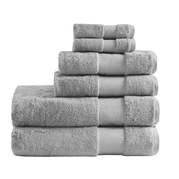 450 GSM 100% cotton Light Weight Jacquard Pattern Lint free 6 pcs Towel Set 