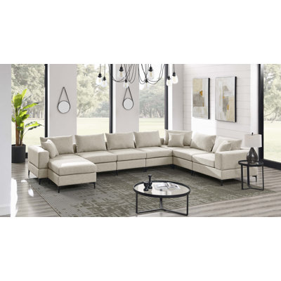 Wade Logan® 8 - Piece Upholstered Sectional | Wayfair