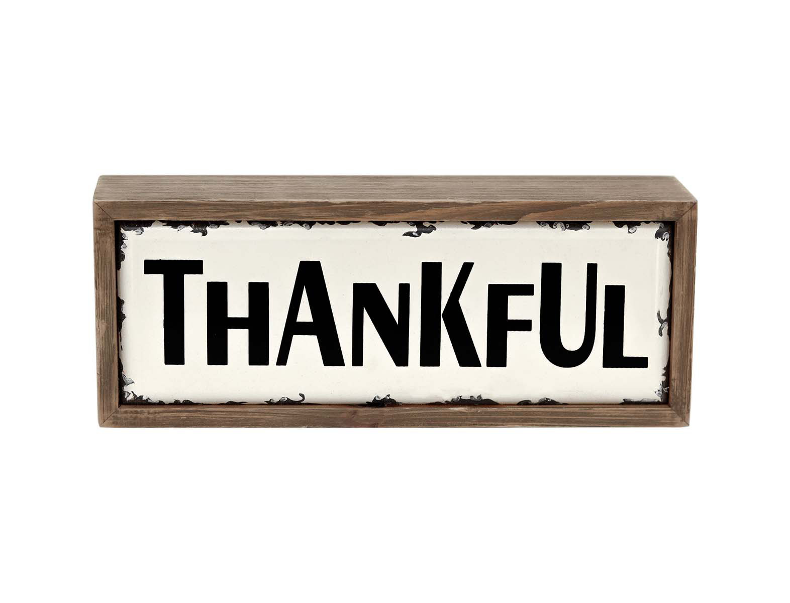 Gracie Oaks Bertena Thankful Wood Tabletop Sign Wayfair