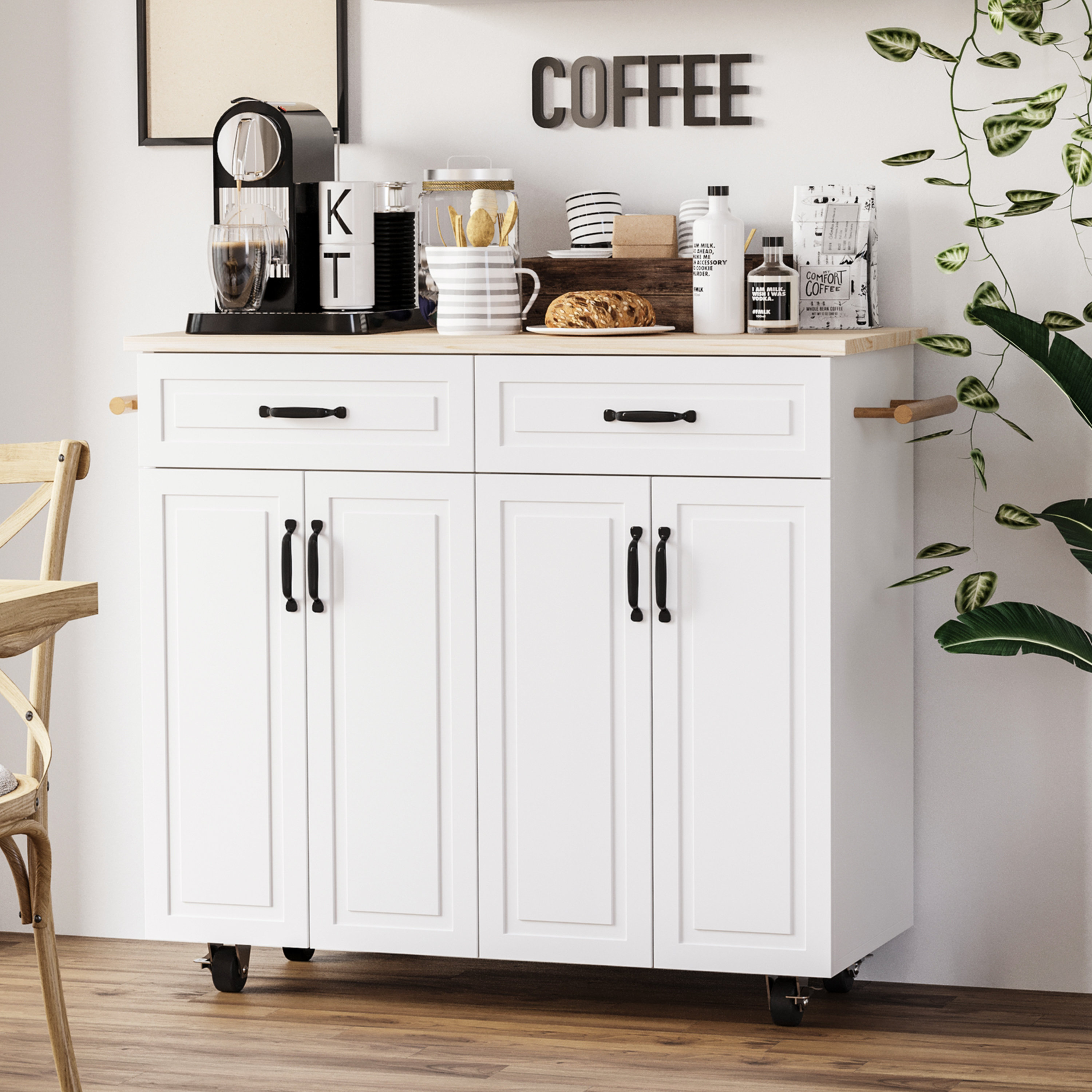 Red Barrel Studio® Yamiled 45.3'' Wide Kitchen Island Cart On Wheels