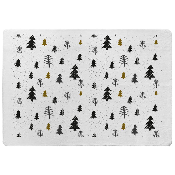 The Seasonal Aisle Braxton Winter Graphic Power Loom White/Grey Rug ...