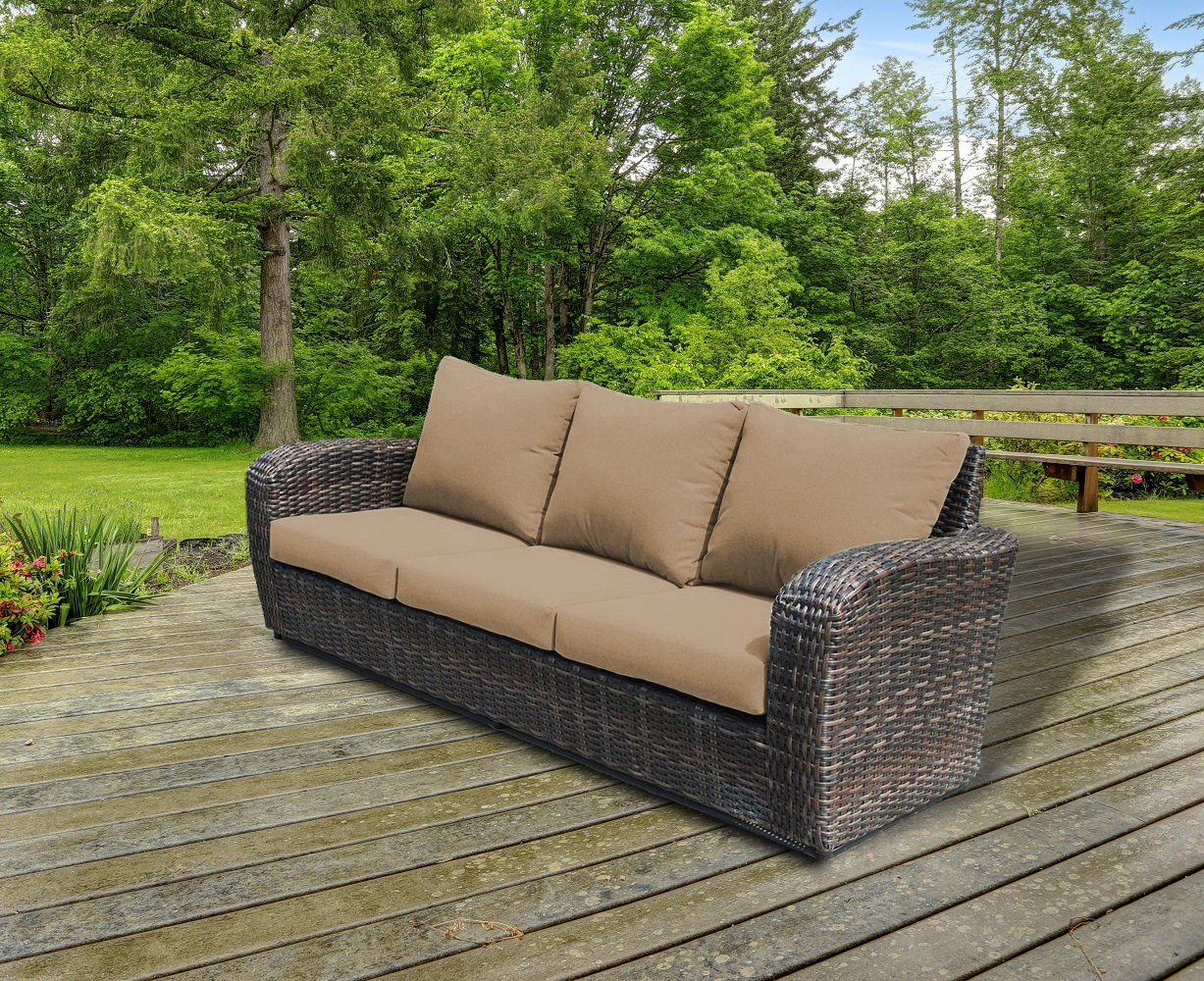 Red Barrel Studio® Arshleen 90'' Wide Outdoor Wicker Patio Sofa with