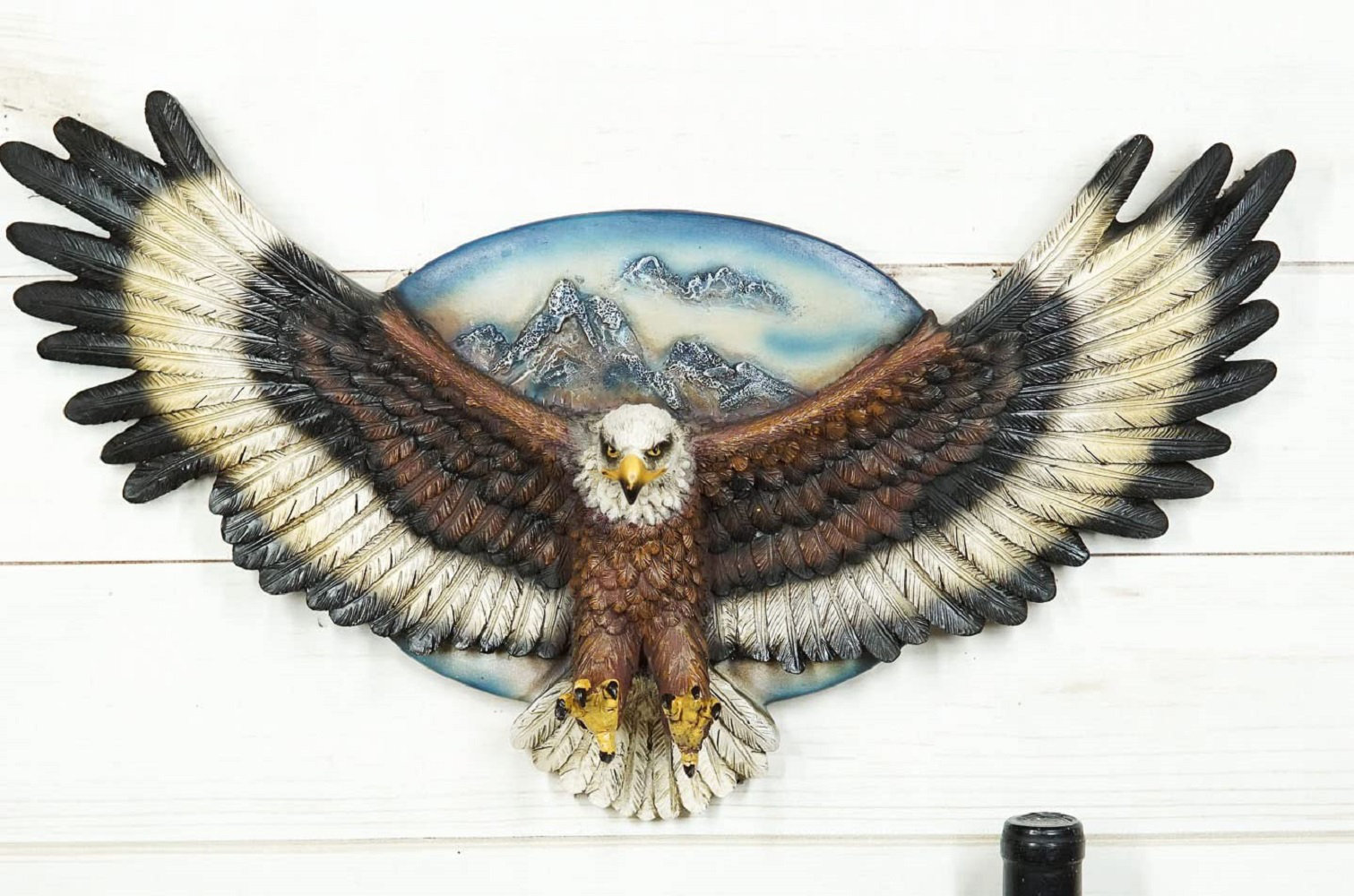Loon Peak® Brancaccio Majestic King Of The Skies Flying Bald Eagle Spread  Out Wings With Wildlife Sky Mountain Scene Wall Décor | Wayfair