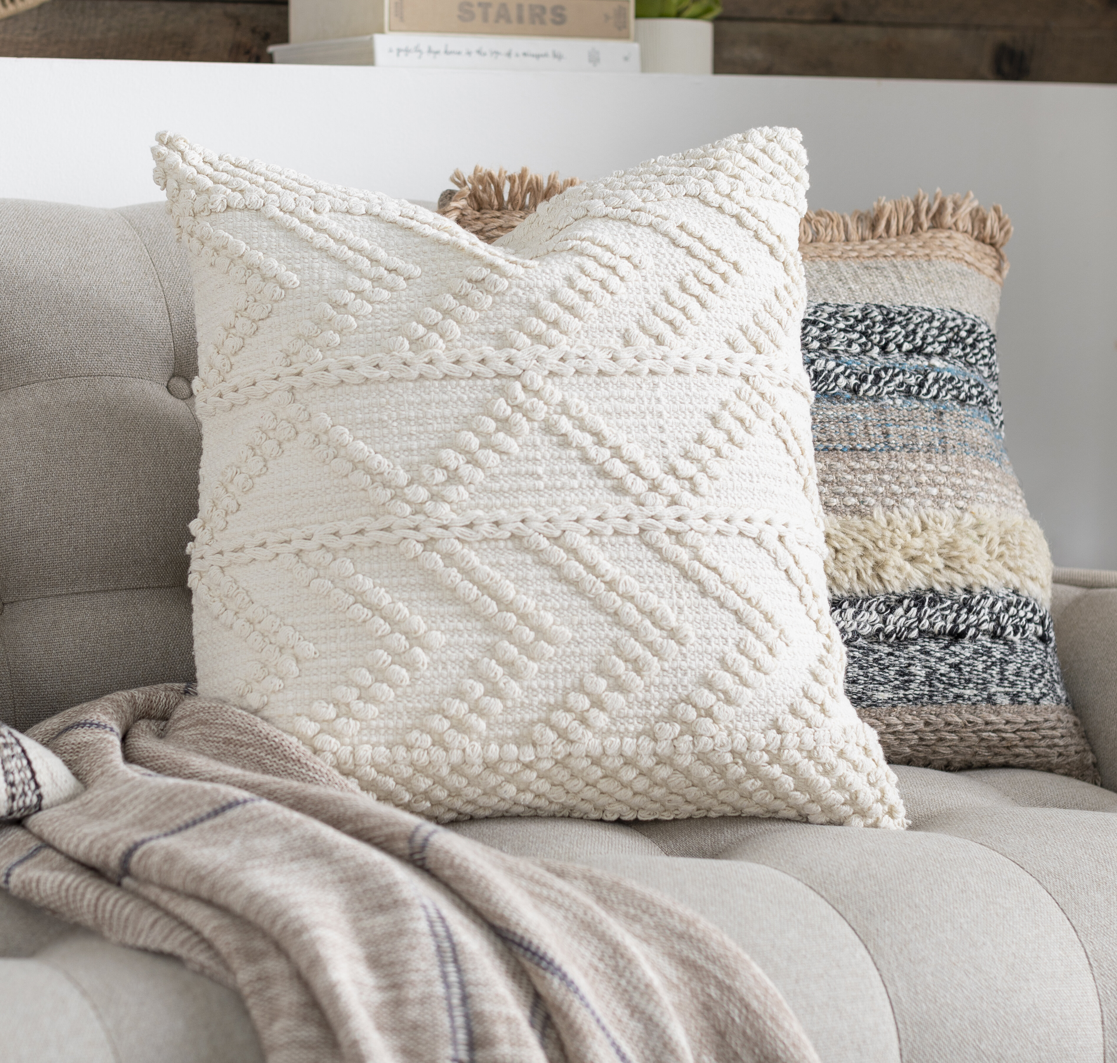 AH Soft Pure Cotton Oriental Stripe Flower Pattern Cushion Cover/Pillow Case 