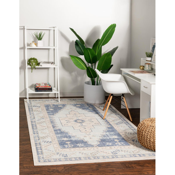 Bungalow Rose Parchette Oriental Sky Blue Area Rug & Reviews | Wayfair